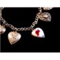 Vintage Sterling Silver Puffy Heart Charms USA American Flag & Bracelet