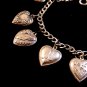 Vintage Sterling Silver Puffy Heart Charms USA American Flag & Bracelet