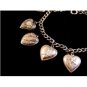 Vintage Sterling Silver Puffy Heart Charms USA American Flag & Bracelet