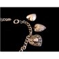 Vintage Sterling Silver Puffy Heart Charms USA American Flag & Bracelet