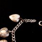 Vintage Sterling Silver Puffy Heart Charms USA American Flag & Bracelet
