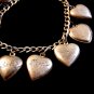 Vintage Sterling Silver Puffy Heart Charms USA American Flag & Bracelet