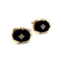 Vintage Gold Tone Black & Rhinestone ? Cufflinks