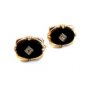 Vintage Gold Tone Black & Rhinestone ? Cufflinks