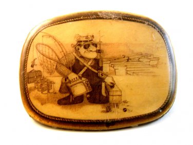 Vintage Old Man Gone Fishing Belt Buckle
