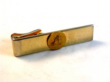 Vintage 1950 - 1960's Gold Tone Bull Tie Clasp Signed Balfour