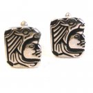 Vintage Swank Silver Tone Aztec Jaguar Cufflinks