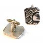 Vintage Swank Silver Tone Aztec Jaguar Cufflinks