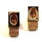 Vintage 1970's Gold Tone & Sparkley Amythest Rhinestone Cufflinks