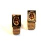 Vintage 1970's Gold Tone & Sparkley Amythest Rhinestone Cufflinks
