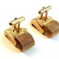 Vintage 1970's Gold Tone & Sparkley Amythest Rhinestone Cufflinks