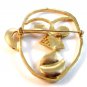 Vintage Unusual Odd Weird Machinist Gold Tone & Rhinestone Brooch