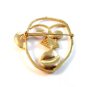 Vintage Unusual Odd Weird Machinist Gold Tone & Rhinestone Brooch