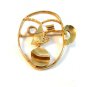 Vintage Unusual Odd Weird Machinist Gold Tone & Rhinestone Brooch