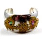 Mexican Taxco Sterling Silver 2 Tone Cuff Bracelet Signed Laton