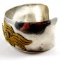Mexican Taxco Sterling Silver 2 Tone Cuff Bracelet Signed Laton