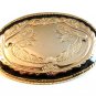 Pre drilled Gold Tone Black Enamel Western Cowboy Belt Buckle USA