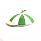 1960's Cap Beanie Hat Green & White Enamel Charm 61814 by Kinney