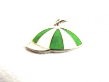 1960's Cap Beanie Hat Green & White Enamel Charm 61814 by Kinney