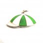 1960's Cap Beanie Hat Green & White Enamel Charm 61814 by Kinney