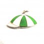 1960's Cap Beanie Hat Green & White Enamel Charm 61814 by Kinney