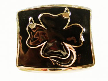 Black Four 4 Leaf Clover Belt Buckle By Lucky Devil Designs 72815