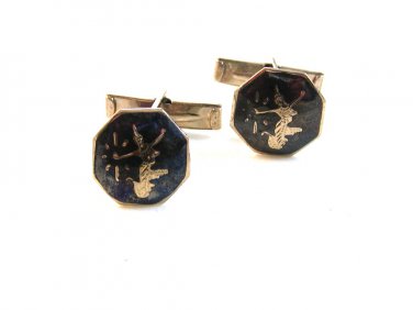 Vintage Siam Sterling Silver Black Niello Dancer Cufflinks 05062013llm