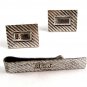 Vintage Sterling Silver Monogrammed J.S.J. Cufflinks & Tie Clasp 5114