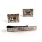Vintage Sterling Silver Monogrammed J.S.J. Cufflinks & Tie Clasp 5114