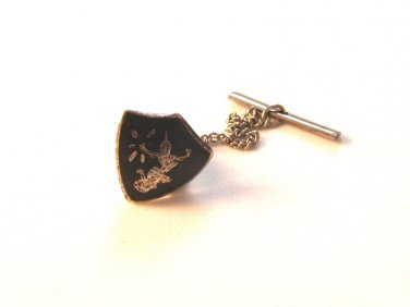 Vintage Siam Sterling Silver Black Niello Dancer Tie Tac cd