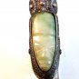 Vintage Elongated Silver & Jade or Jadite ??? Head Ring Size 8