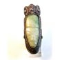 Vintage Elongated Silver & Jade or Jadite ??? Head Ring Size 8