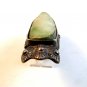 Vintage Elongated Silver & Jade or Jadite ??? Head Ring Size 8