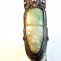 Vintage Elongated Silver & Jade or Jadite ??? Head Ring Size 8
