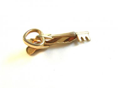 Vintage 1960's Gold Tone Key to Heart Tie Clasp by Hickok