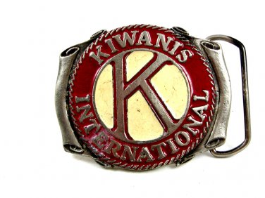 Vintage 1970's Enameled Kiwanis International Belt Buckle 10282013