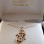Sterling Silver & 18Kt Gold Blue Topaz Dolphin Pendant Chain