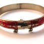 Vintage Siam Sterling Silver Red Niello Enamel City In A Boat Bracelet