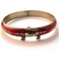 Vintage Siam Sterling Silver Red Niello Enamel City In A Boat Bracelet