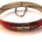 Vintage Siam Sterling Silver Red Niello Enamel City In A Boat Bracelet