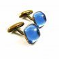 Art Deco / True Vintage 1950's Silvertone & Blue Cufflinks Unmarked 101514