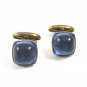 Art Deco / True Vintage 1950's Silvertone & Blue Cufflinks Unmarked 101514