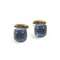 Art Deco / True Vintage 1950's Silvertone & Blue Cufflinks Unmarked 101514