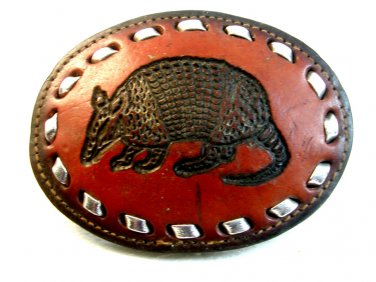 Vintage Armadillo Leather Belt Buckle