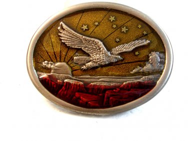 Vintage American Eagle Enameled Belt Buckle U.S.A.