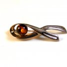New Sterling Silver & Amber Brooch