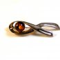 New Sterling Silver & Amber Brooch