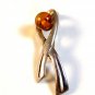 New Sterling Silver & Amber Brooch