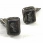 True Vintage 1920s - 40's Sterling Onyx Greek Warrior Cufflinks Unmarked 111814