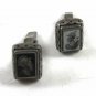 True Vintage 1920s - 40's Sterling Onyx Greek Warrior Cufflinks Unmarked 111814